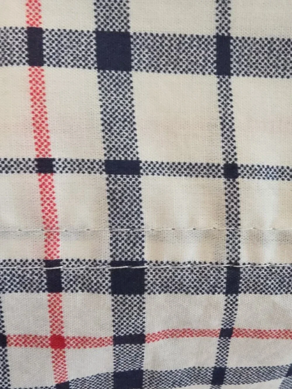 Tommy Hilfiger Navy & Red Checked Classic Plaid Cotton Twin Flat Sheet